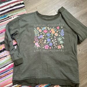 NATURAL LIFE Olive Green Wildflower Sweater